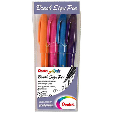 PENTEL Etui de 4 Stylos feutre Brush Sign Pen