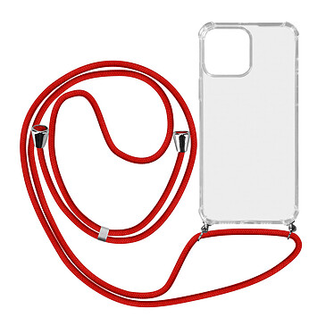 Avizar Coque Cordon Transparente iPhone 13 Pro Lanière Amovible rouge