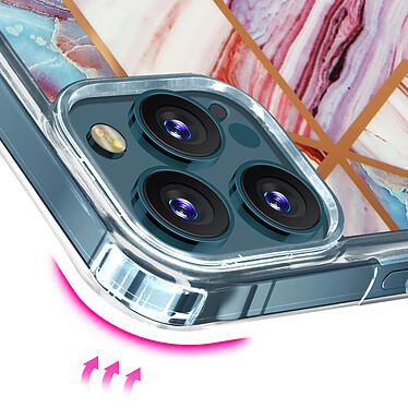 Acheter Avizar Coque Marbre iPhone 12 Pro Max Hybride avec Coins Renforcés rose et aigue marine