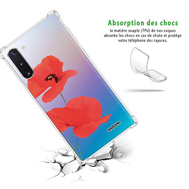 Avis Evetane Coque Samsung Galaxy Note 10 anti-choc souple angles renforcés transparente Motif Coquelicot