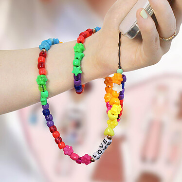 Avizar Bijou Téléphone Bracelet Fleurs et Love 65cm Collection Lovely Multicolore pas cher