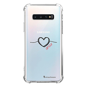 LaCoqueFrançaise Coque Samsung Galaxy S10 anti-choc souple angles renforcés transparente Motif Coeur Noir Amour