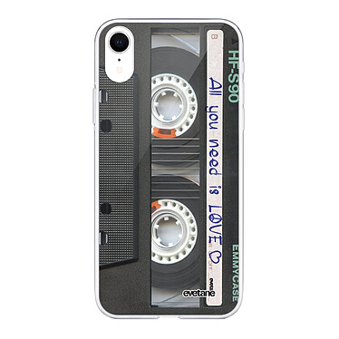Evetane Coque iPhone Xr silicone transparente Motif Cassette ultra resistant
