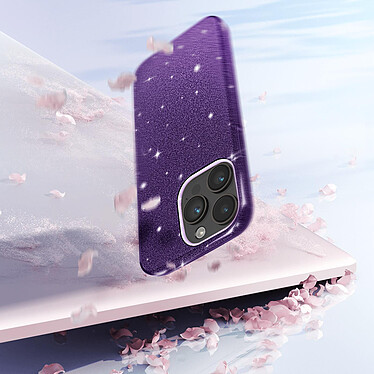 Avizar Coque iPhone 14 Pro Max Paillette Amovible Silicone Semi-rigide Violet pas cher