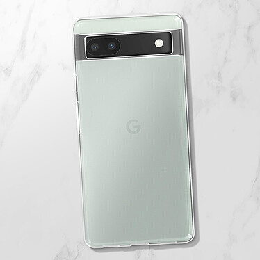 Avizar Coque pour Google Pixel 6a Silicone Souple et Film Verre Trempé 9H  transparent contour noir pas cher