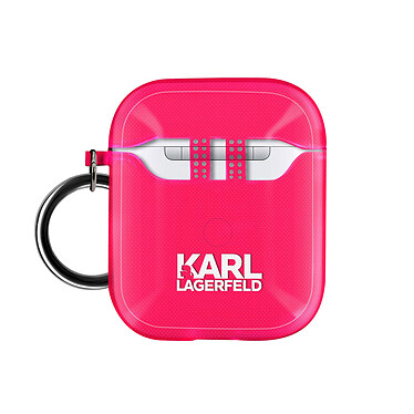 Coque Airpods Silicone gel avec Mousqueton Choupette Ikonik Karl Lagerfeld rose