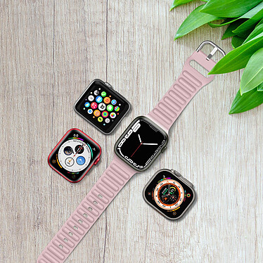 Avizar Bracelet pour Apple Watch 41mm et 40mm et 28mm Silicone Ajustable Fermoir Ardillon  Rose poudré pas cher