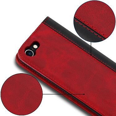 Avis Avizar Housse iPhone SE 2022 / 2020 et 8 / 7 Rangement carte Fonction support rouge
