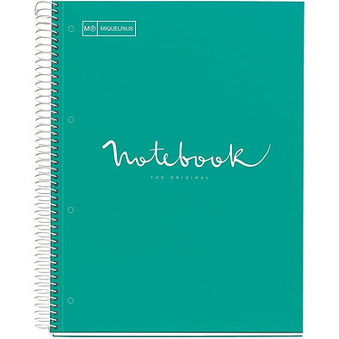MIQUELRIUS Cahier Notebook Emotions Spirale A4 séyès 80 feuilles - Turquoise