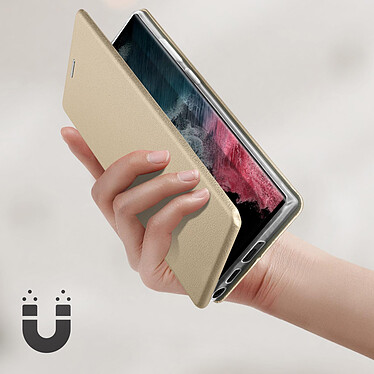 Acheter Avizar Housse Samsung Galaxy S22 Ultra Clapet Porte-carte Support Finition Satinée Doré