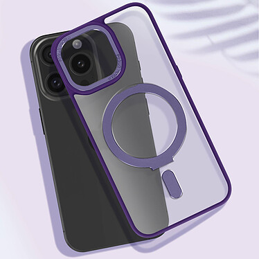 Avis Avizar Coque MagSafe pour iPhone 15 Pro Silicone Gel Anneau Fonction Support  Dos Givré Contour Violet