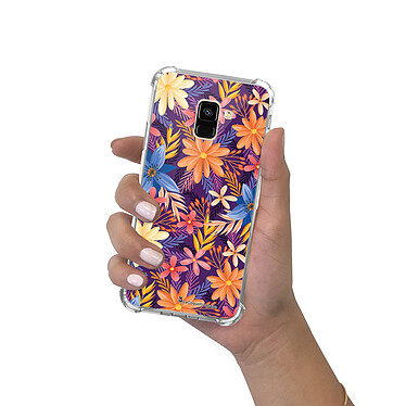 LaCoqueFrançaise Coque Samsung Galaxy A8 2018 anti-choc souple angles renforcés transparente Motif Fleurs violettes et oranges pas cher