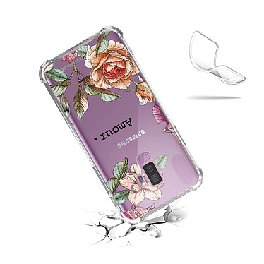 Acheter LaCoqueFrançaise Coque Samsung Galaxy S9 Plus anti-choc souple angles renforcés transparente Motif Amour en fleurs