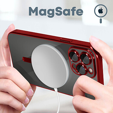 Avis Avizar Coque MagSafe pour iPhone 13 Pro Max Silicone Protection Caméra  Contour Chromé Rouge
