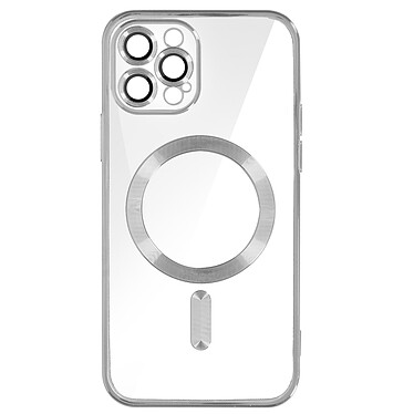 Avizar Coque MagSafe pour iPhone 12 Pro Silicone Protection Caméra  Contour Chromé Argent