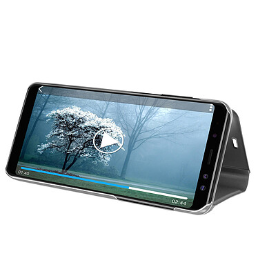 Avizar Étui Galaxy A8 Housse folio Miroir coque rigide clapet fonction support - Argent pas cher