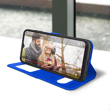 Acheter Avizar Housse Samsung Galaxy A13 4G avec Clapet Double Fenêtre Support Vidéo bleu