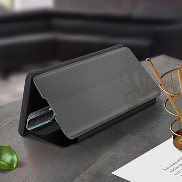 Avis Avizar Housse Huawei P smart 2021 Clapet translucide Design Miroir Support Vidéo noir