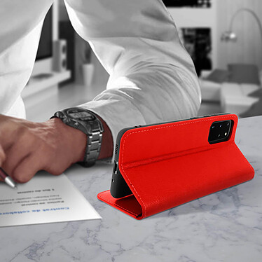 Acheter Avizar Étui Galaxy S20 Plus Folio Cuir Véritable Porte cartes Support Vidéo - rouge