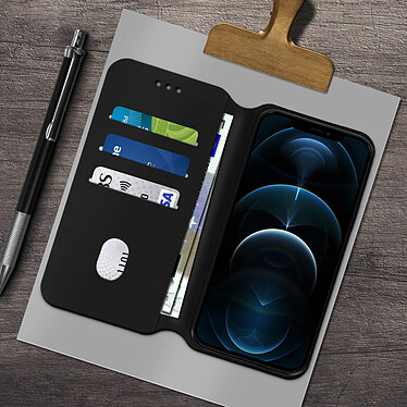 Avizar Étui pour iPhone 12 Pro Max Portefeuille Cuir Clapet Fermeture magnétique Noir pas cher