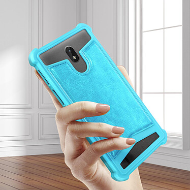Avis Avizar Coque Smartphone 5'' à 5.3'' Silicone Gel Coins Renforcés Dos Effet Cuir  Turquoise