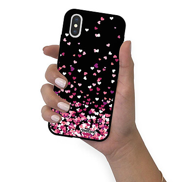 Evetane Coque iPhone X/ Xs Silicone Liquide Douce noir Confettis De Coeur pas cher