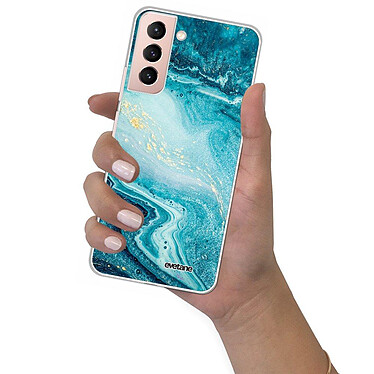 Evetane Coque Samsung Galaxy S21 Plus 5G 360 intégrale transparente Motif Bleu Nacré Marbre Tendance pas cher