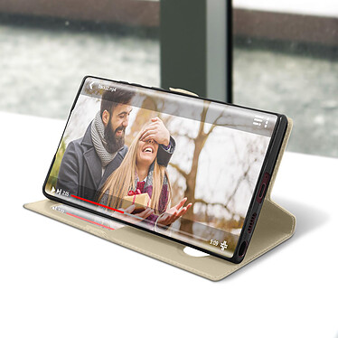 Acheter Avizar Housse Samsung Galaxy S22 Ultra avec Clapet Double Fenêtre Support Vidéo doré