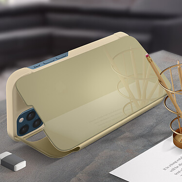 Avis Avizar Housse iPhone 12 Pro Max Clapet translucide Design Miroir Support Vidéo doré