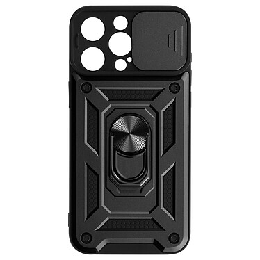 Avizar Coque Antichoc pour iPhone 15 Pro Max Cache Caméra Coulissant Bague Noir