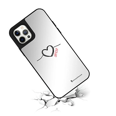 Avis LaCoqueFrançaise Coque iPhone 12/12 Pro miroir Coeur Noir Amour Design