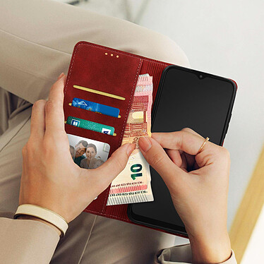 Acheter Avizar Étui pour Samsung Galaxy A03s Simili cuir doux et soyeux Porte-cartes Support vidéo  Rouge
