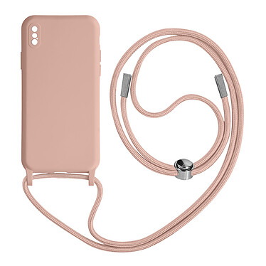 Avizar Coque Cordon pour iPhone X et XS Semi-rigide Lanière Tour du Cou 80cm  rose