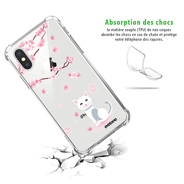 Avis Evetane Coque iPhone X/Xs anti-choc souple angles renforcés transparente Motif Chat et Fleurs