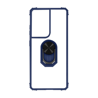 Avizar Coque Samsung S21 Ultra Bi-matière Bague Métallique Fonction Support bleu