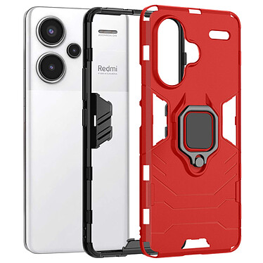 Avizar Coque pour Xiaomi Redmi Note 13 Pro Plus Bi-matière Antichoc Anneau Support  Rouge pas cher