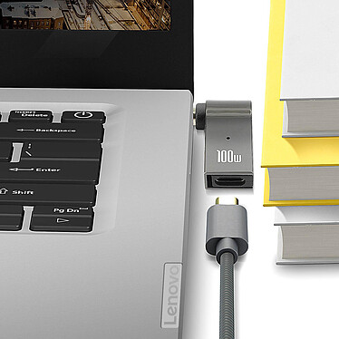 Acheter Avizar Adaptateur de Charge USB-C  100W vers Connecteur Jaune Lenovo 4.0 x 1.7mm, Gris