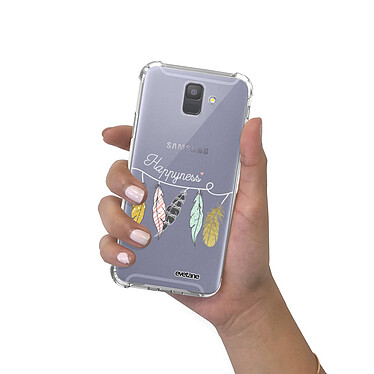 Evetane Coque Samsung Galaxy A6 2018 anti-choc souple angles renforcés transparente Motif Happyness pas cher