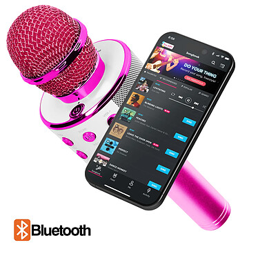 Avis Avizar Micro Karaoké Bluetooth Haut-parleur intégré Boutons Multifonctions Fuchsia