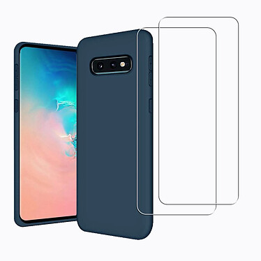 Acheter Evetane Coque Samsung Galaxy S10e Silicone Liquide Bleue + 2 Vitres en Verre Trempé Protection écran