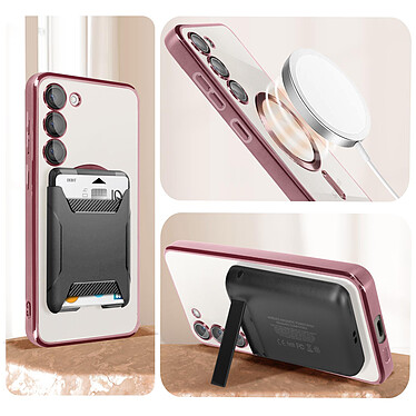 Avis Avizar Coque MagSafe pour Samsung S23 silicone protection caméra Transparent / Rose