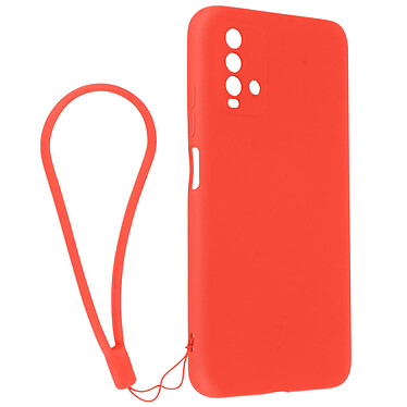 Avizar Coque Xiaomi Redmi 9T Silicone Gel Semi-rigide avec Dragonne rouge