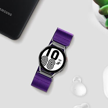 Avis Avizar Bracelet Samsung Galaxy Watch 4 en nylon Tissé Auto ajustable violet