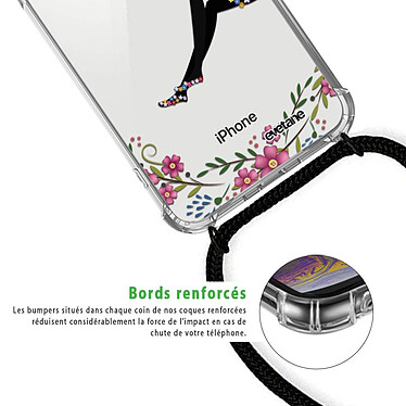 Acheter Evetane Coque cordon iPhone X/Xs noir Dessin Fée Fleurale