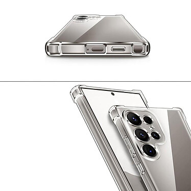 Evetane Coque Samsung Galaxy S24 Ultra Antichoc coins renforcés Silicone + 2 Vitres en verre trempé Protection écran pas cher