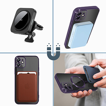 Acheter Avizar Coque MagSafe pour iPhone 12 Silicone Protection Caméra  Contour Chromé Violet