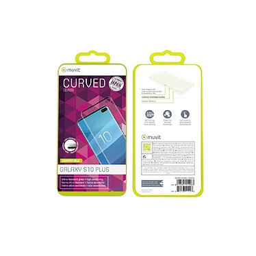 Avis Muvit Verre de protection d'écran pour Samsung Galaxy S10 Plus Incurvé Antichoc Noir transparent