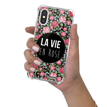 Evetane Coque iPhone X/Xs anti-choc souple angles renforcés transparente Motif La Vie en Rose pas cher