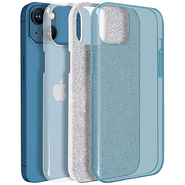 Avis Avizar Coque iPhone 13 Mini Paillette Amovible Silicone Semi-rigide bleu