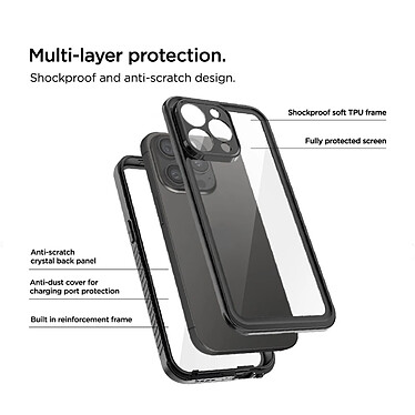 Avis Eiger Coque pour iPhone 15 Pro Protection Complète à 360° Étanche IP68 Renforcée Noir